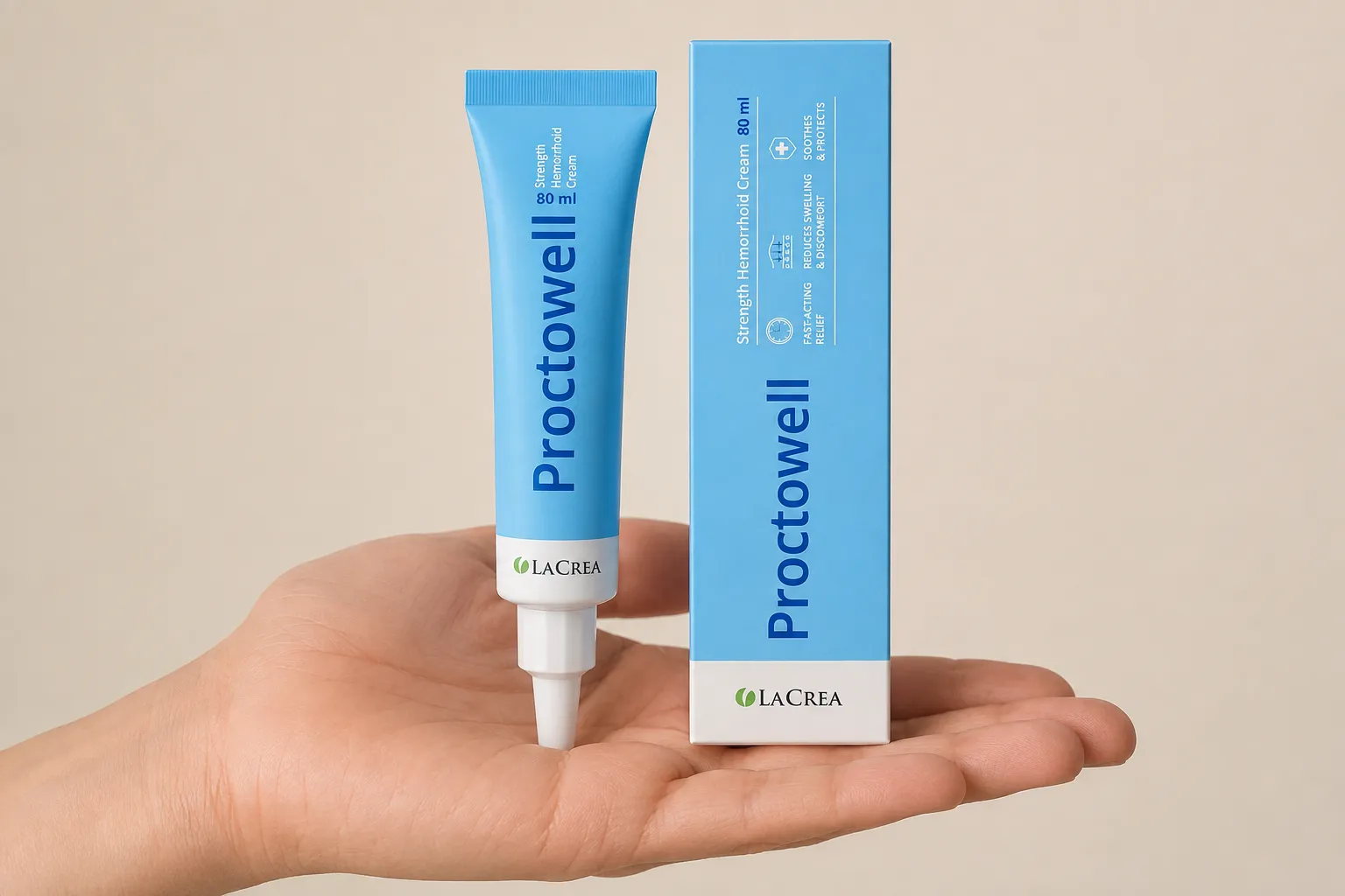 Proctowell — opakowanie w dłoni