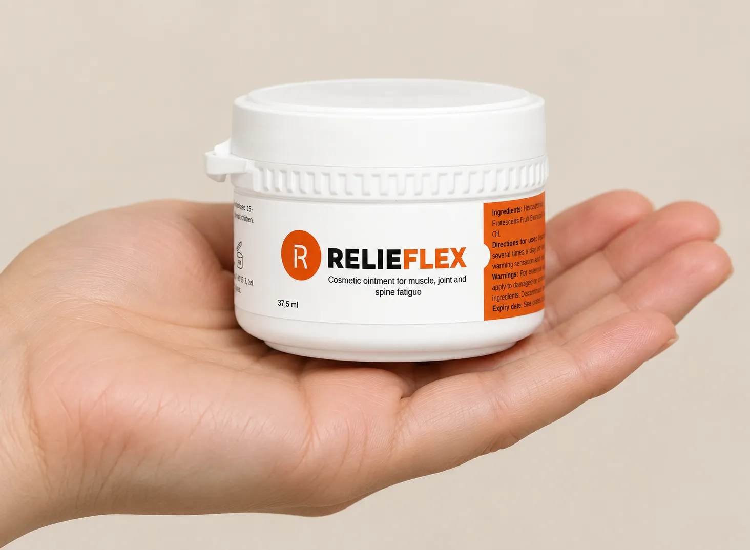 RelieFlex — opakowanie w dłoni
