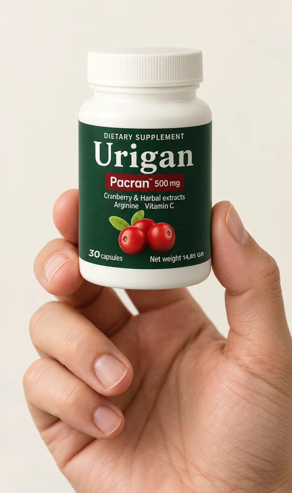 Urigan — opakowanie w dłoni