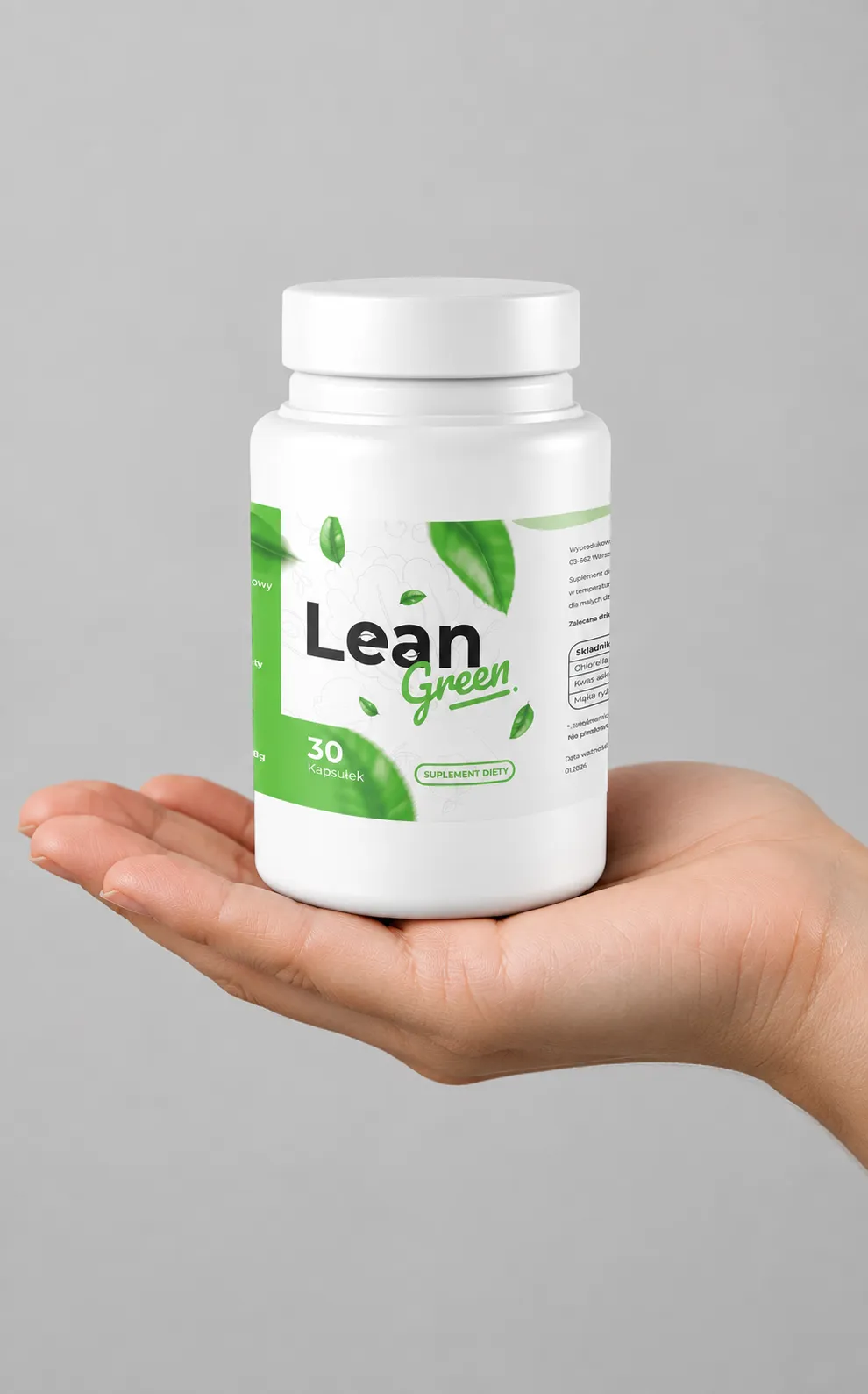LeanGreen — opakowanie w dłoni