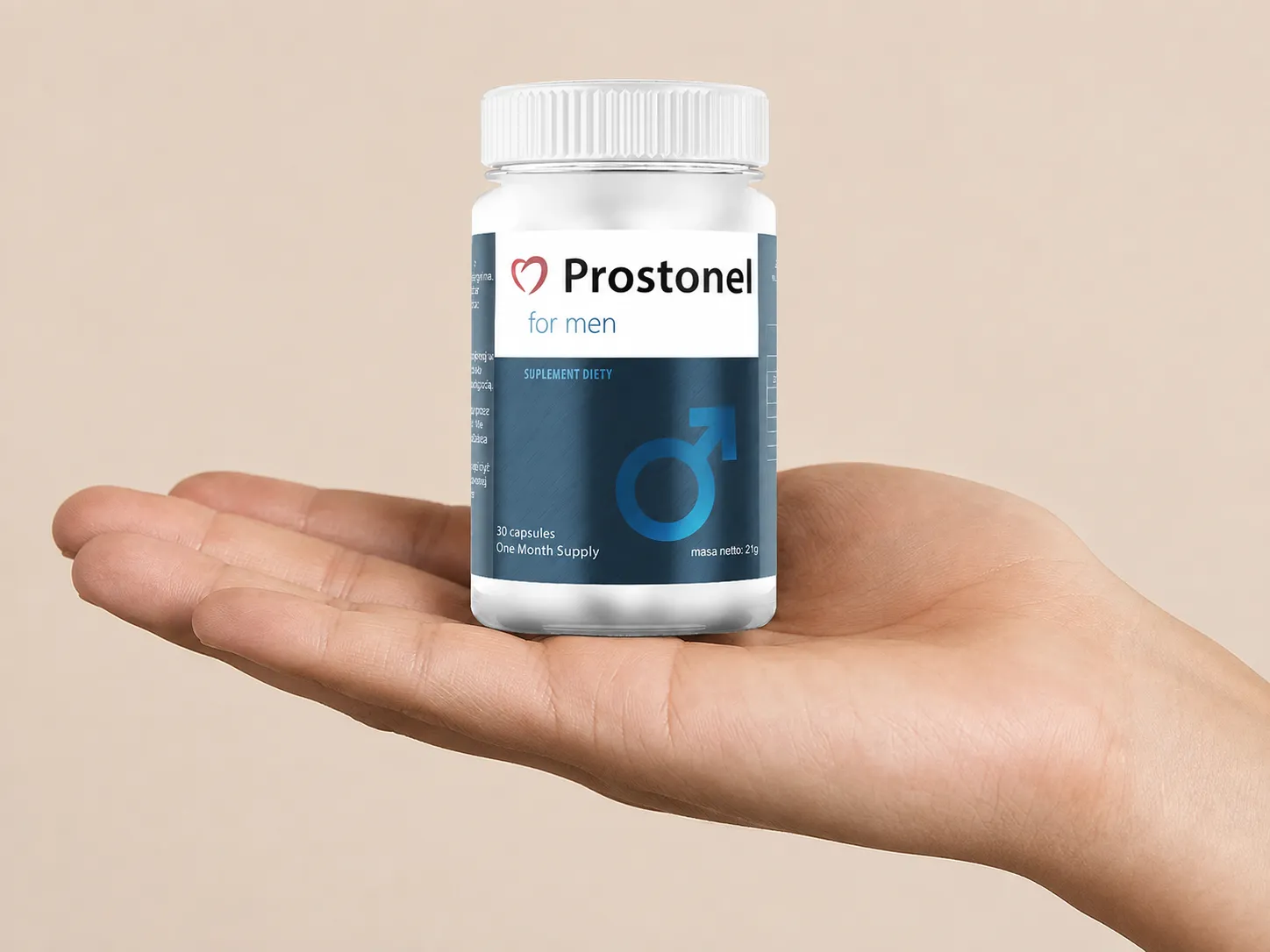 Prostonel — opakowanie w dłoni